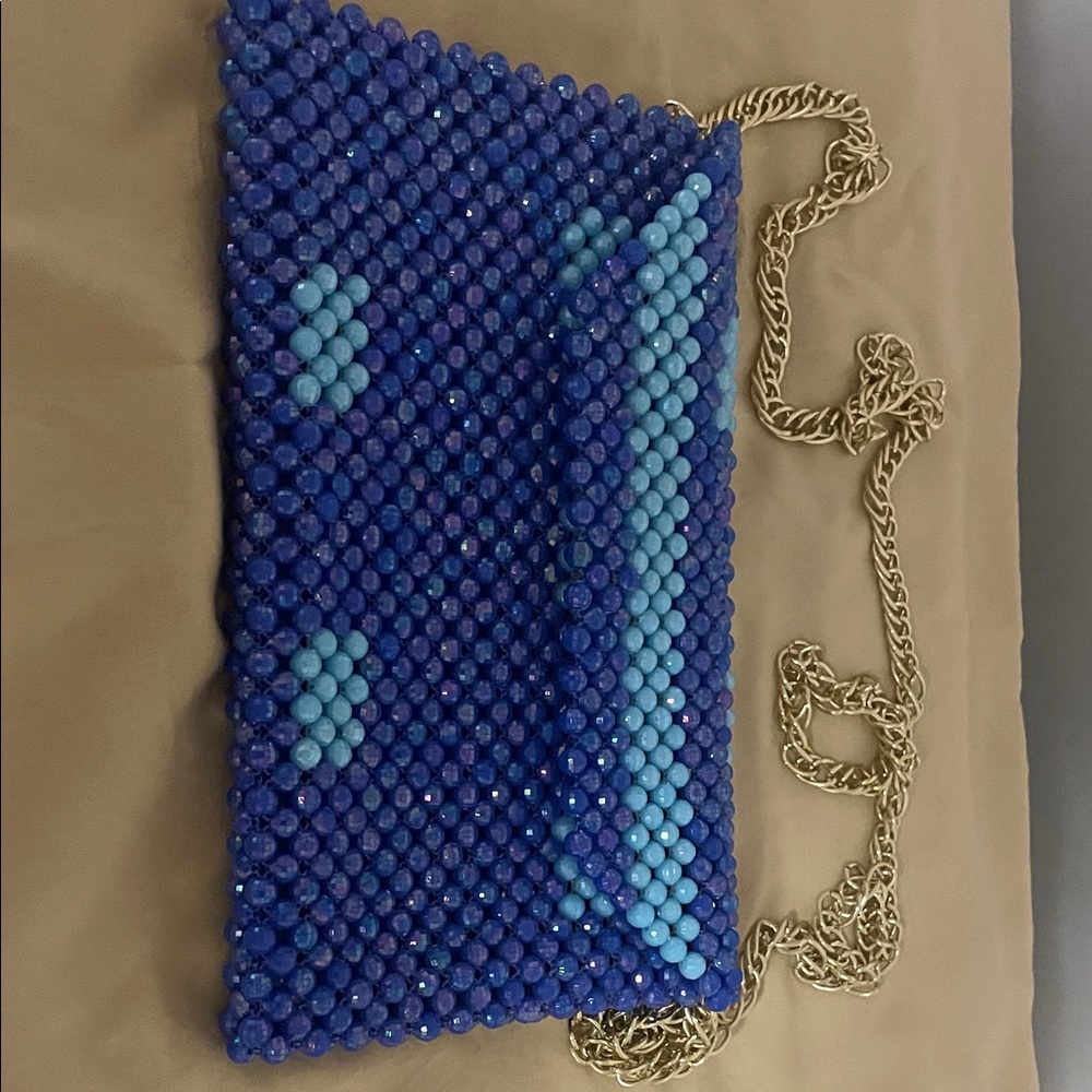 Elegant Blue Beaded Women's Bag